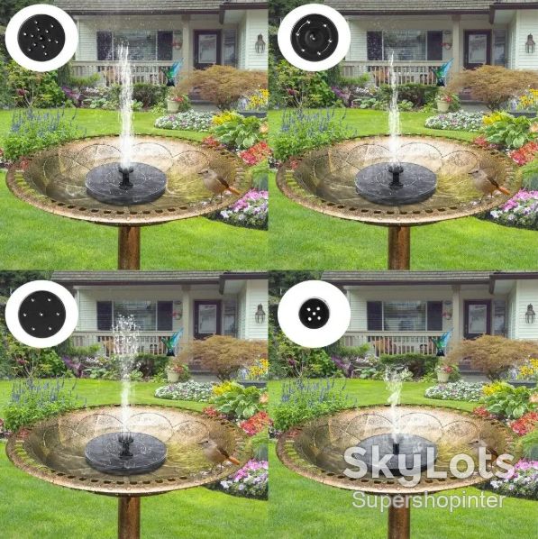 Плавающий садовый фонтан с солнечной панелью и различными насадками Solar Fountain Черный - фото фото фото 4