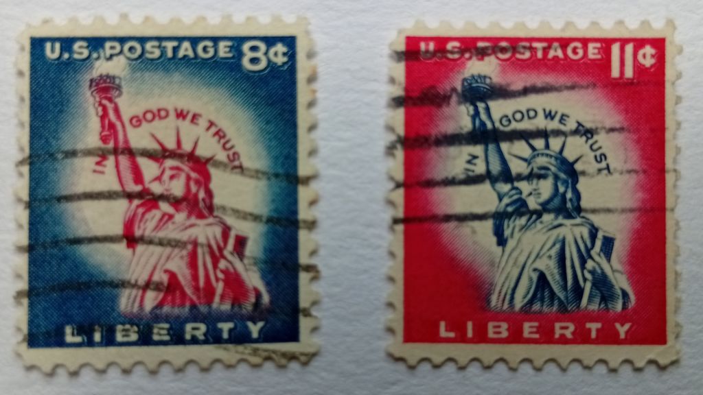 США 1954 Статуя Свободы, 2 марки, гашеные - фото фото фото 0