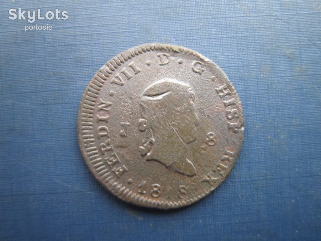Монета 8 мараведі Іспанія 1818 Фердінанд VII рідкісна - фото фото фото 0