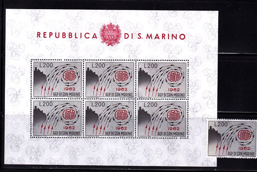 Сан Марино  1962 г  MNH - блок + марка - - фото фото фото 0