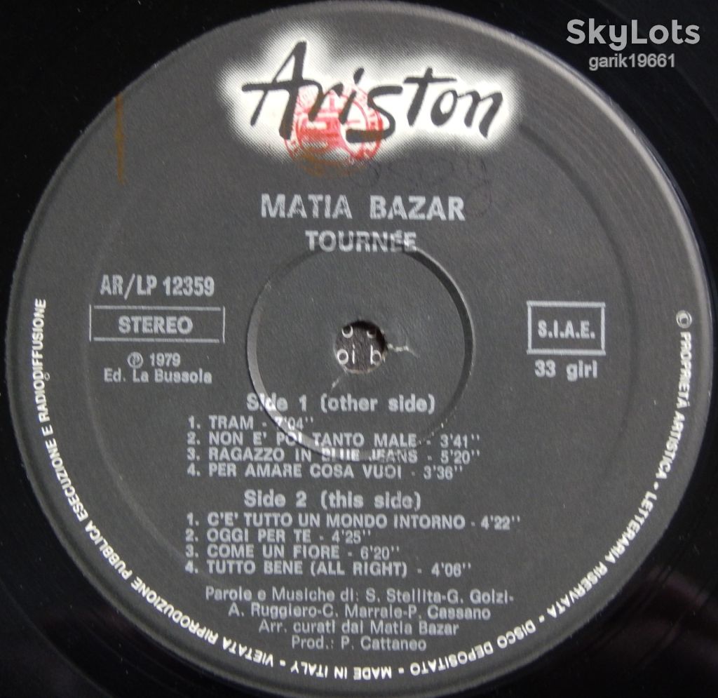 Matia Bazar – Tournee   (Ariston – ARLP/12359, Italy) insert EX/NM- - фото фото фото 4