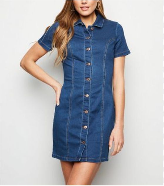 Джинсовое, приталенное платье на пуговицах, New Look denim. 38 евро - фото фото фото 0