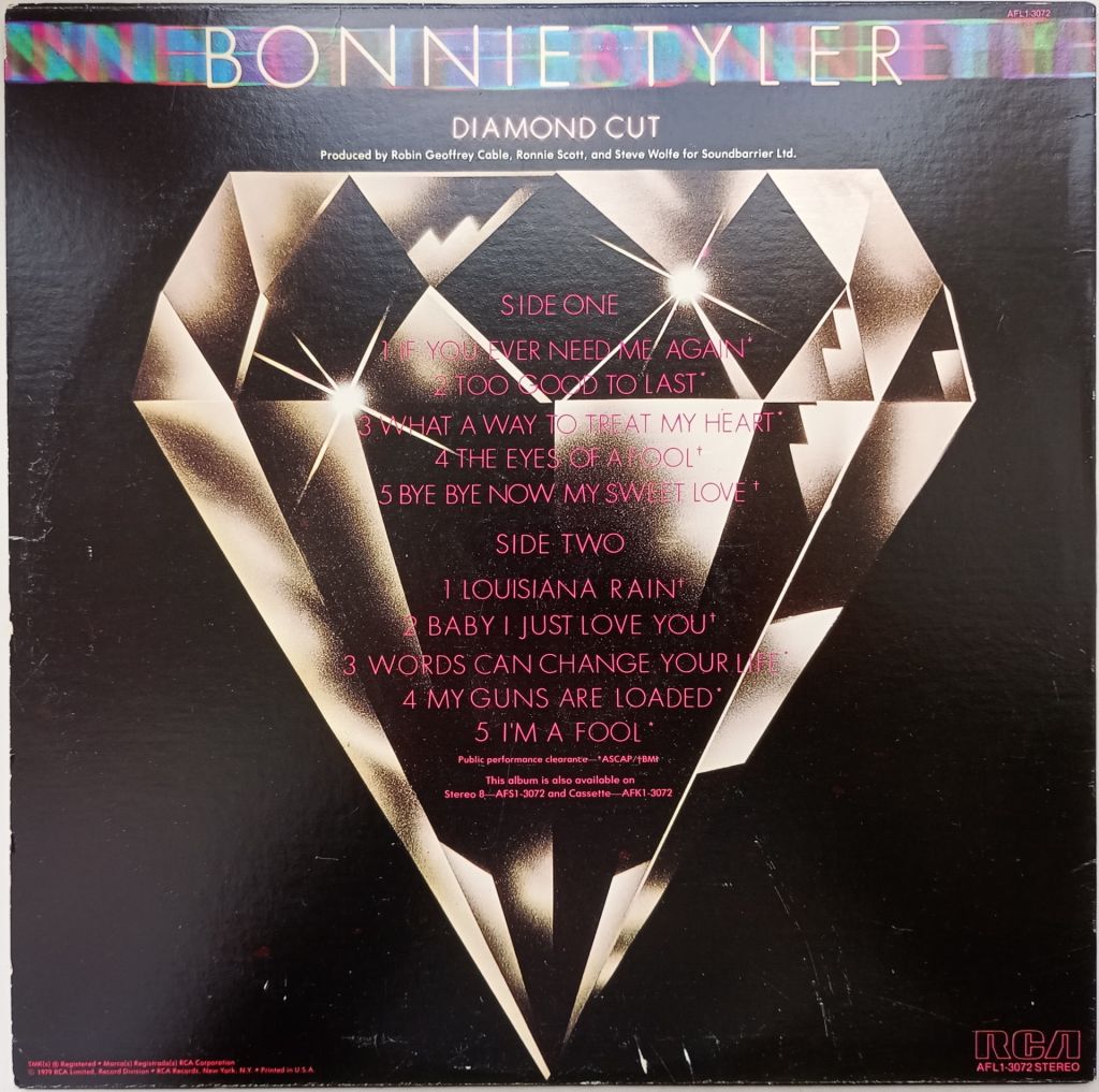 BONNIE TYLER Diamond Cut LP VG++/EX - фото фото фото 1