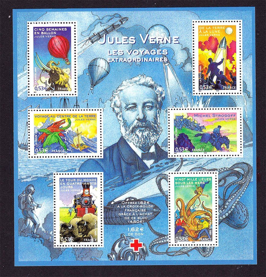 Космос. Франция  2005 г  MNH - блок - Жюль Верн - - фото фото фото 0