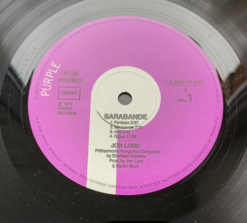 JON LORD Sarabande LP  VG+/VG- - фото фото фото 3