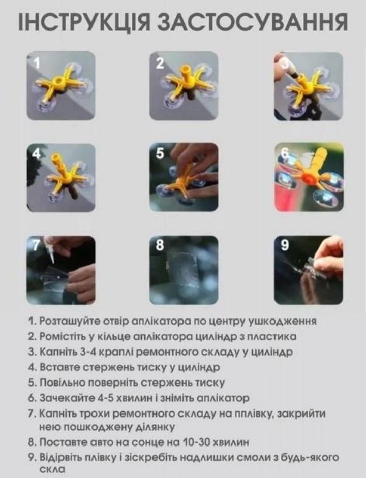 Набір для ремонту лобового скла Sunroz Windshield Repair Kit - фото фото фото 8