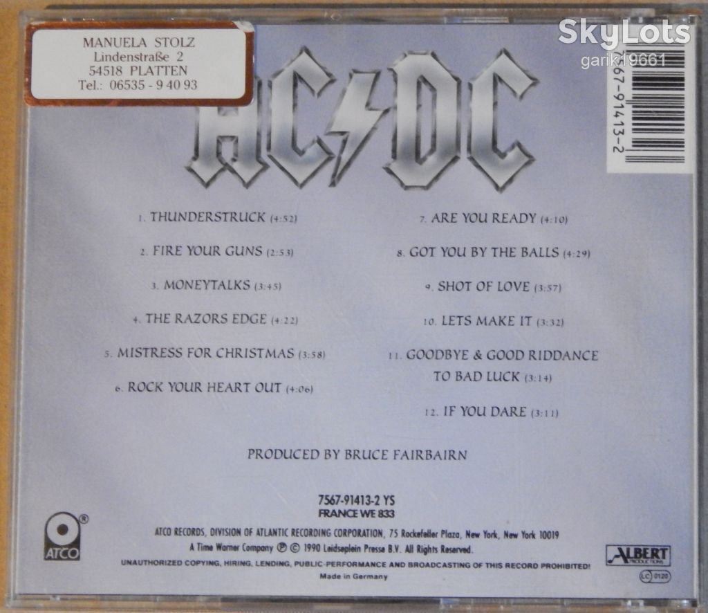AC/DC – The Razors Edge  (ATCO Records – 7567-91413-2, Germany) - фото фото фото 1
