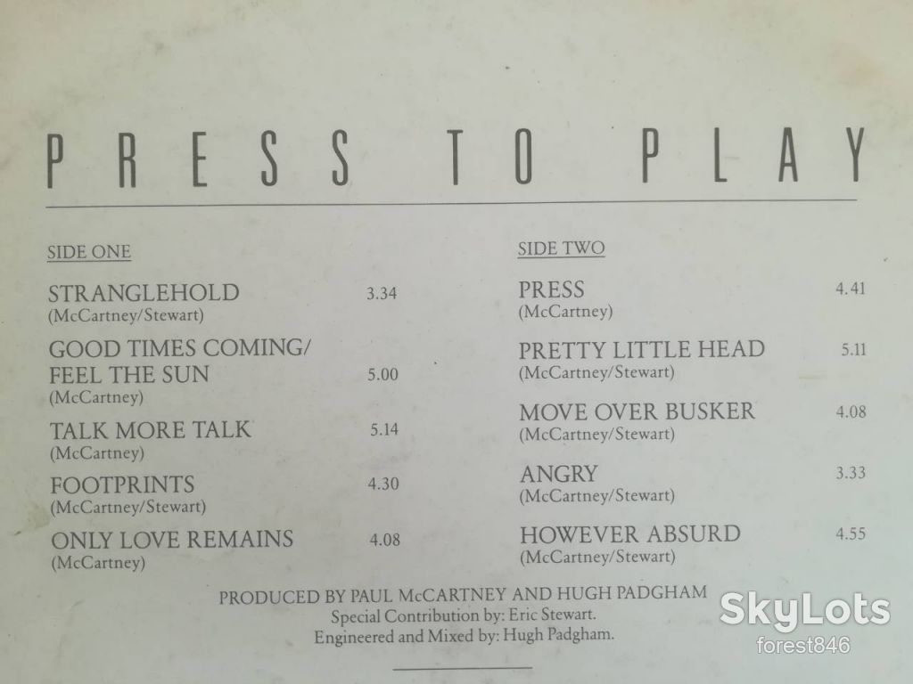 Paul McCartney-Press to play  (2)-Ex.+-Индия - фото фото фото 2