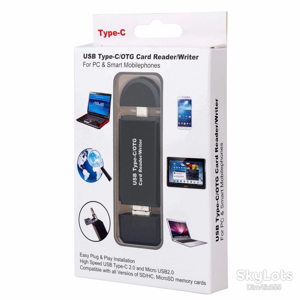 Картридер 4в1 OTG USB 2.0 + Micro USB для SD / Micro SD карт - фото фото фото 4