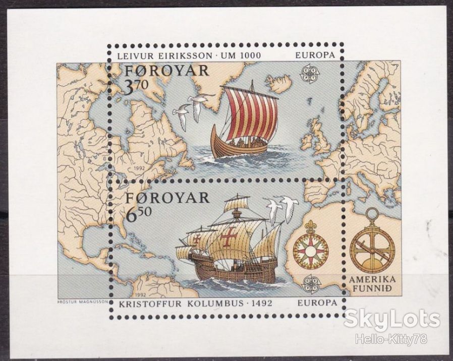 Фареры Дания 1992 Европа CEPT Mi блок 5 MNH - фото фото фото 0
