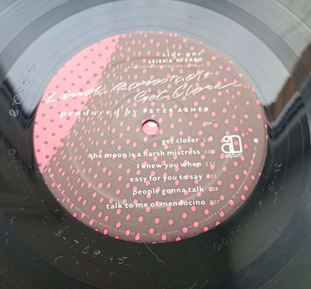 LINDA RONSTADT Get Closer LP EX+ - фото фото фото 2