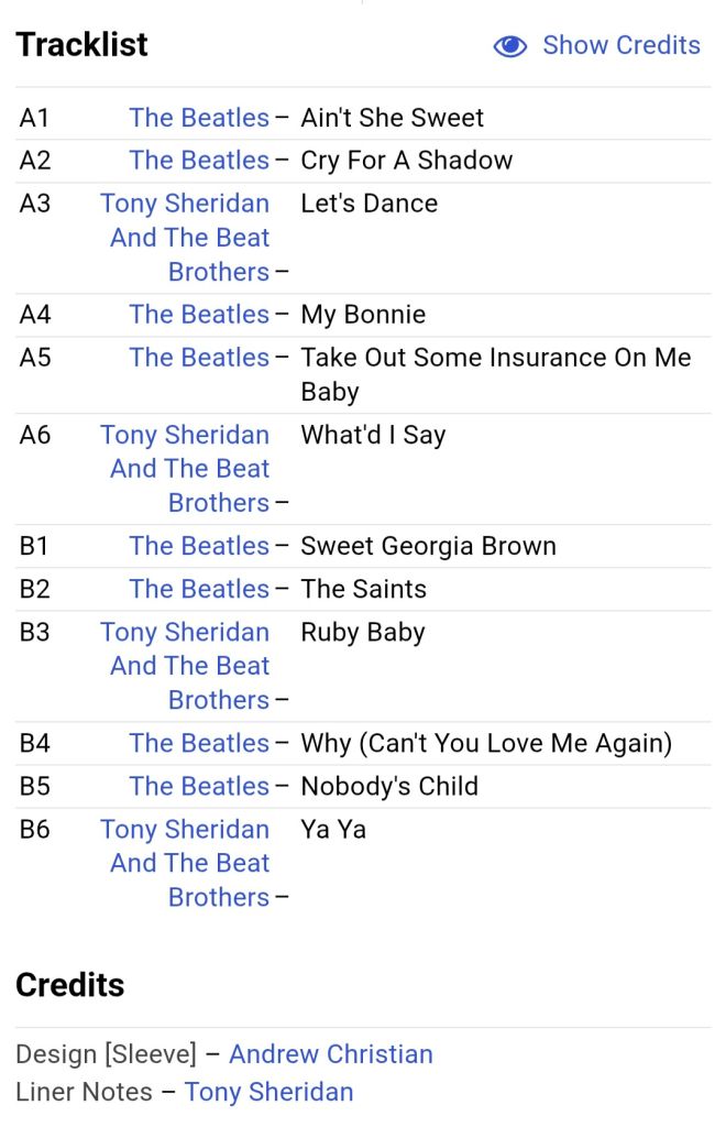 The Beatles Featuring Tony Sheridan - 1962.  (LP). 12. Vinyl. Пластинка. UK. - фото фото фото 5