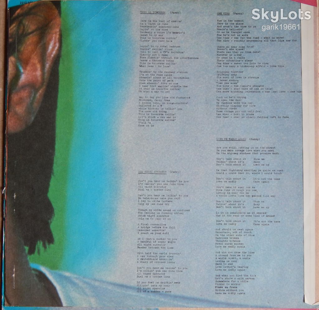 Bryan Ferry – In Your Mind  (Polydor – 2310 502, Scandinavia) insert EX+/NM- - фото фото фото 2