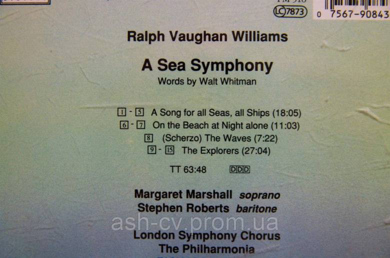 Музичний диск CD. VAUGHAN WILLIAMS 1990 - фото фото фото 4