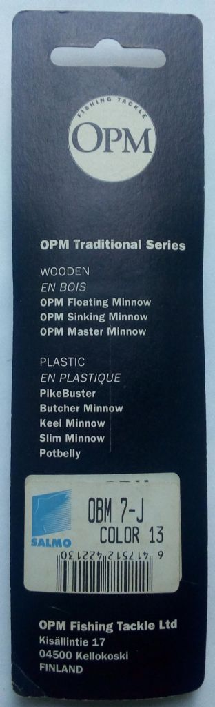 Воблер OPM Lures Fishing Tackle OBM 7-J   (13)   (Finland) - фото фото фото 1