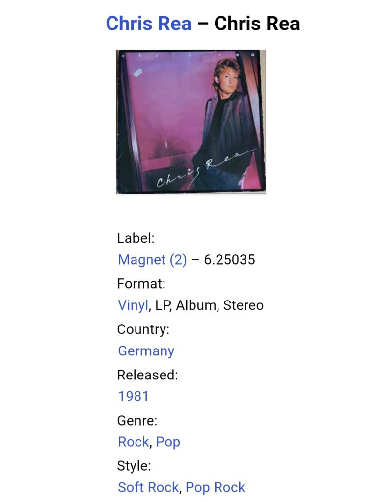 Chris Rea - Chris Rea - 1985.  (LP). 12. Vinyl. Пластинка. Germany. - фото фото фото 6