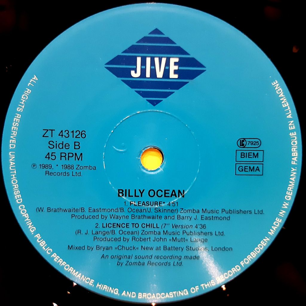 Billy Ocean - Licence To Chill - 1989.  (EP). 12. Vinyl. Пластинка. Germany - фото фото фото 2
