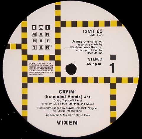 Vixen - Cryin - 1988.  (EP) 12. Vinyl. Пластинка + Poster. England. - фото фото фото 4