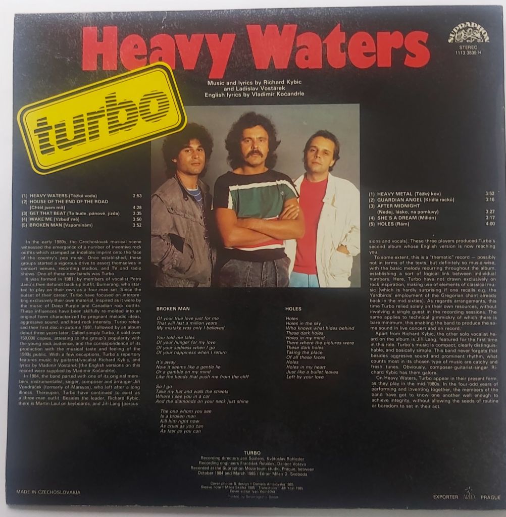 TURBO – Heavy Waters  (LP, 1985) Supraphon. Стан EX/EX. Хард-рок  (як Rainbow / Europe) - фото фото фото 1
