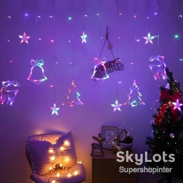 Гирлянда штора Мульти с формами колокольчики 12 PCS light RGB - фото фото фото 4