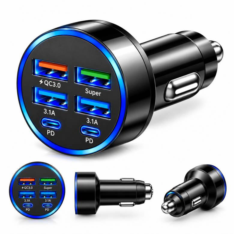 Автомобильное зарядное устройство 6-в-1 PowerHub 100Вт (4USB + 2PD) - фото фото фото 3