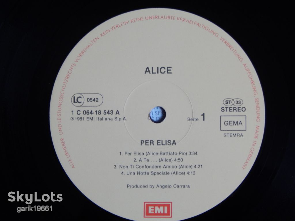 Alice ‎– Per Elisa   (EMI ‎– 1C 064-18 543, Germany) insert NM-/NM- - фото фото фото 3
