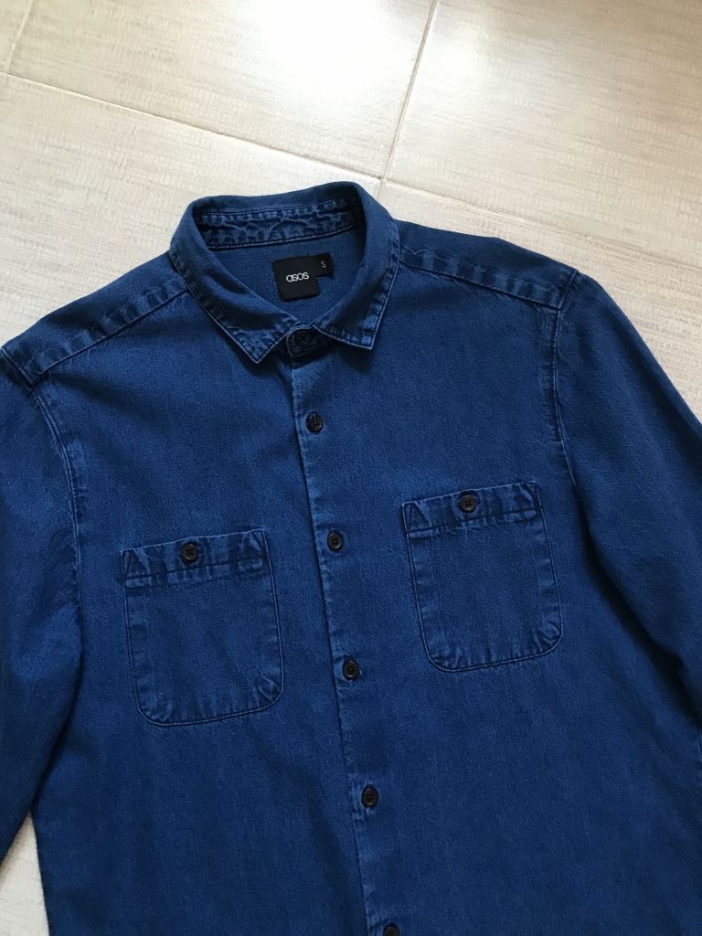 Стильная джинсовая рубашка, Asos Denim.  S ворот 37/38 - фото фото фото 4