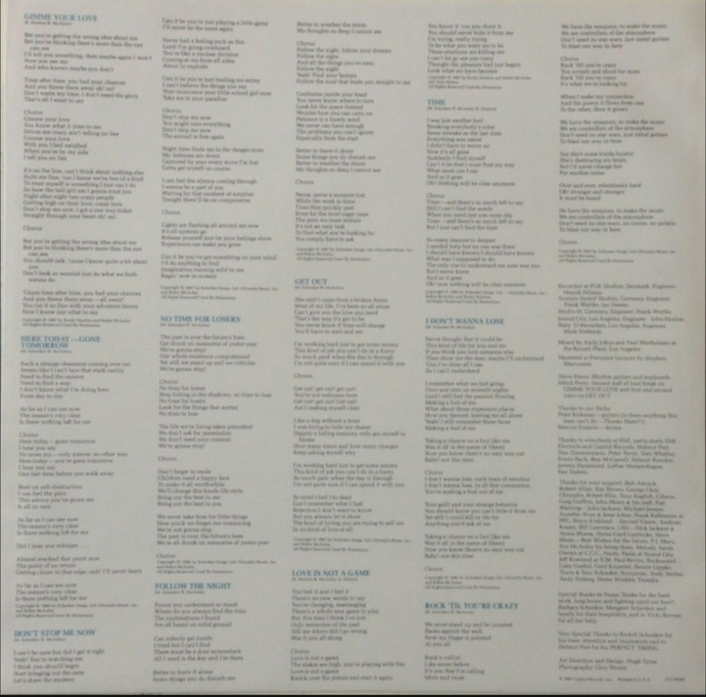 McAuley Schenker Group - Perfect Timing - 1987.   (LP). 12. Vinyl. Пластинка. Germany. - фото фото фото 3