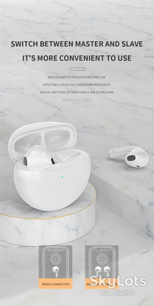 Беспроводные наушники Air Pro 6 сенсорные с кейсом Bluetooth V5.0 White / Black - фото фото фото 8