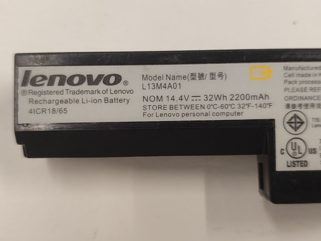 Батарея оригінал   (неробоча) Lenovo L13M4A01   (4ICR18/65) - фото фото фото 2