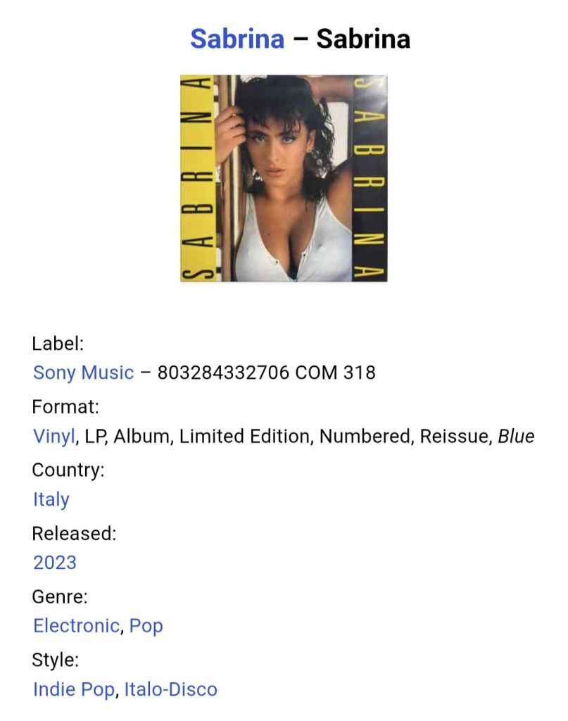 Sabrina - Boys - 1987.  (LP). 12. Coloured Vinyl. Пластинка. Italy. S/S - фото фото фото 4