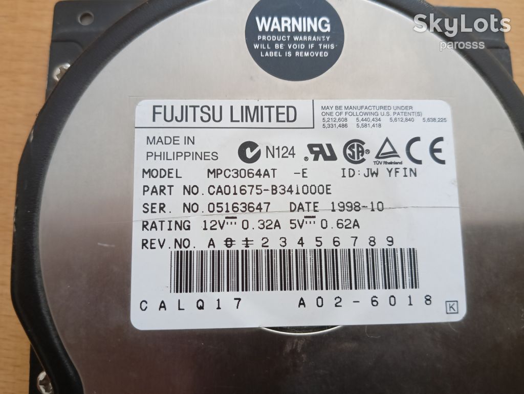 2513 - Раритетний жорсткий диск  Fujitsu MPC3064AT        (1998 рік) 6,4Gb - фото фото фото 1