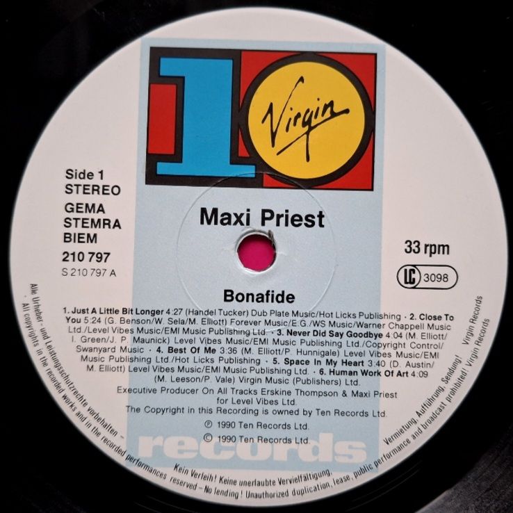 Maxi Priest - Bonafide - 1990.  (LP). 12. Vinyl. Пластинка. Europe. - фото фото фото 4
