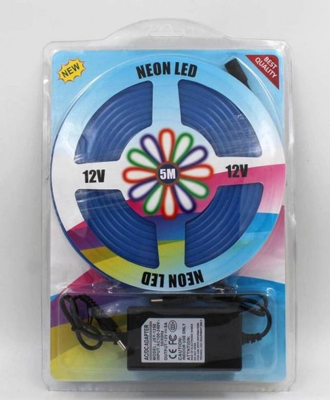 Лента силиконовая Led neon flex 5м с блоком питания 12v, blue - фото фото фото 1