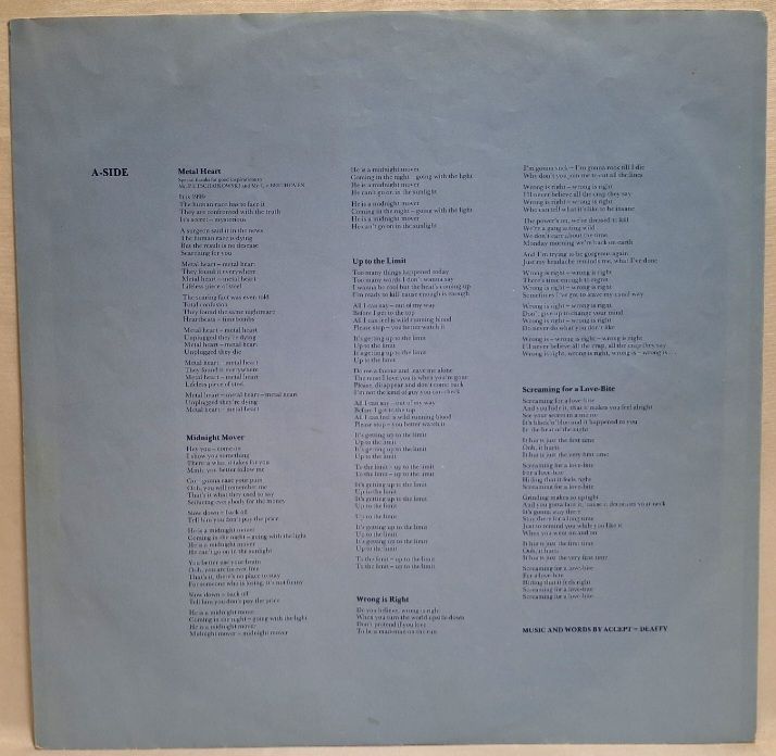 Accept EX U.D.O. - Metal Heart - 1985.  (LP). 12. Vinyl. Пластинка. Germany. - фото фото фото 2
