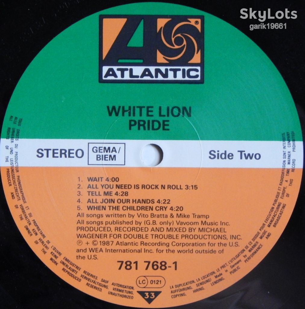 White Lion – Pride  (Atlantic – 781 768-1, Germany) NM-/NM- - фото фото фото 3
