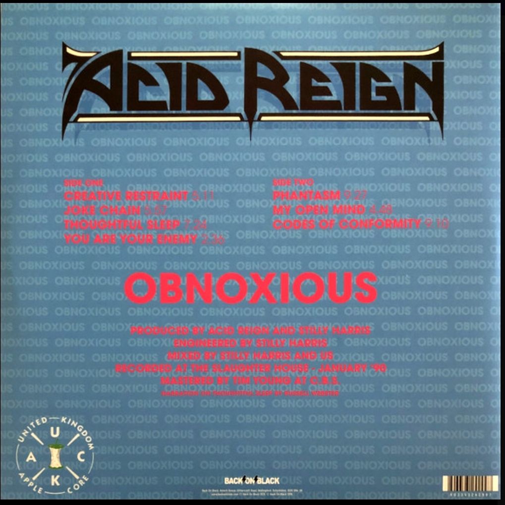 Acid Reign - Obnoxious - 1990.  (LP). 12. Colour Vinyl. Пластинка. England. S/S. - фото фото фото 1