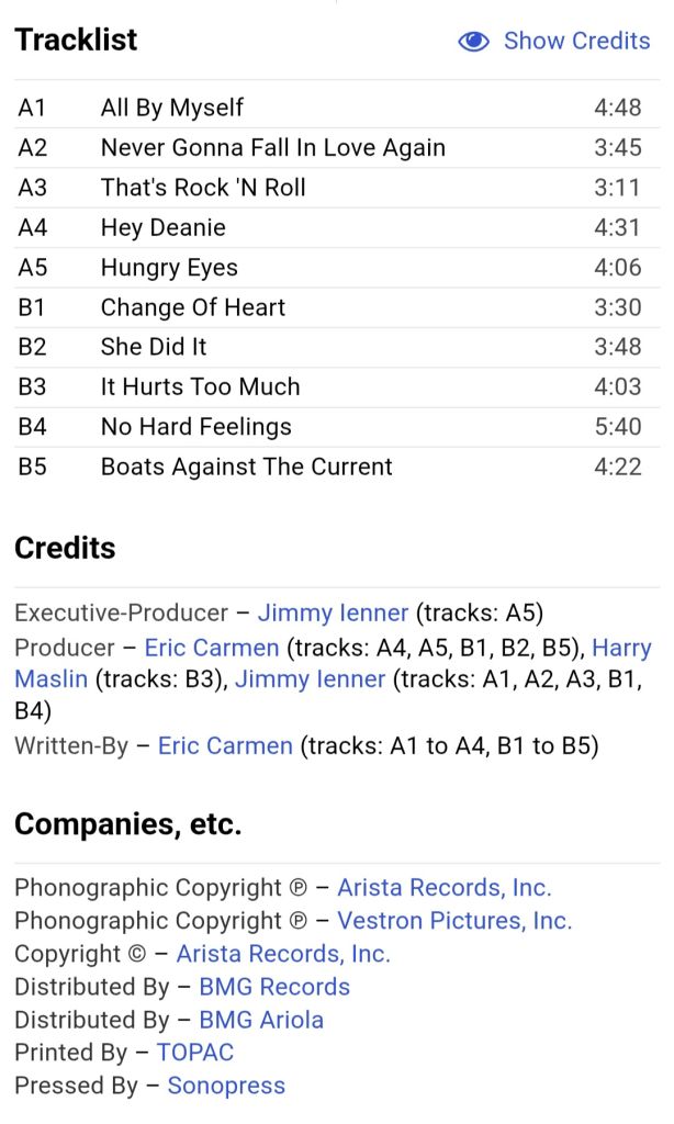 Eric Carmen - The Best Of - 1975-87.  (LP). 12. Vinyl. Europe. - фото фото фото 5