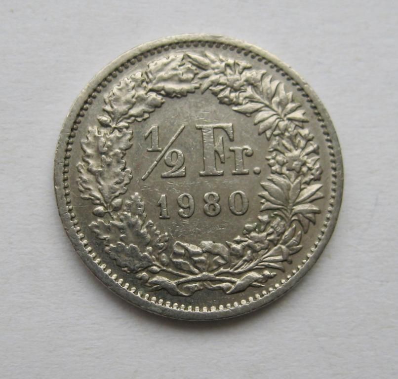 1/2 франка = 1980 г. = ШВЕЙЦАРИЯ  - ШВЕЙЦАРІЯ - фото фото фото 0