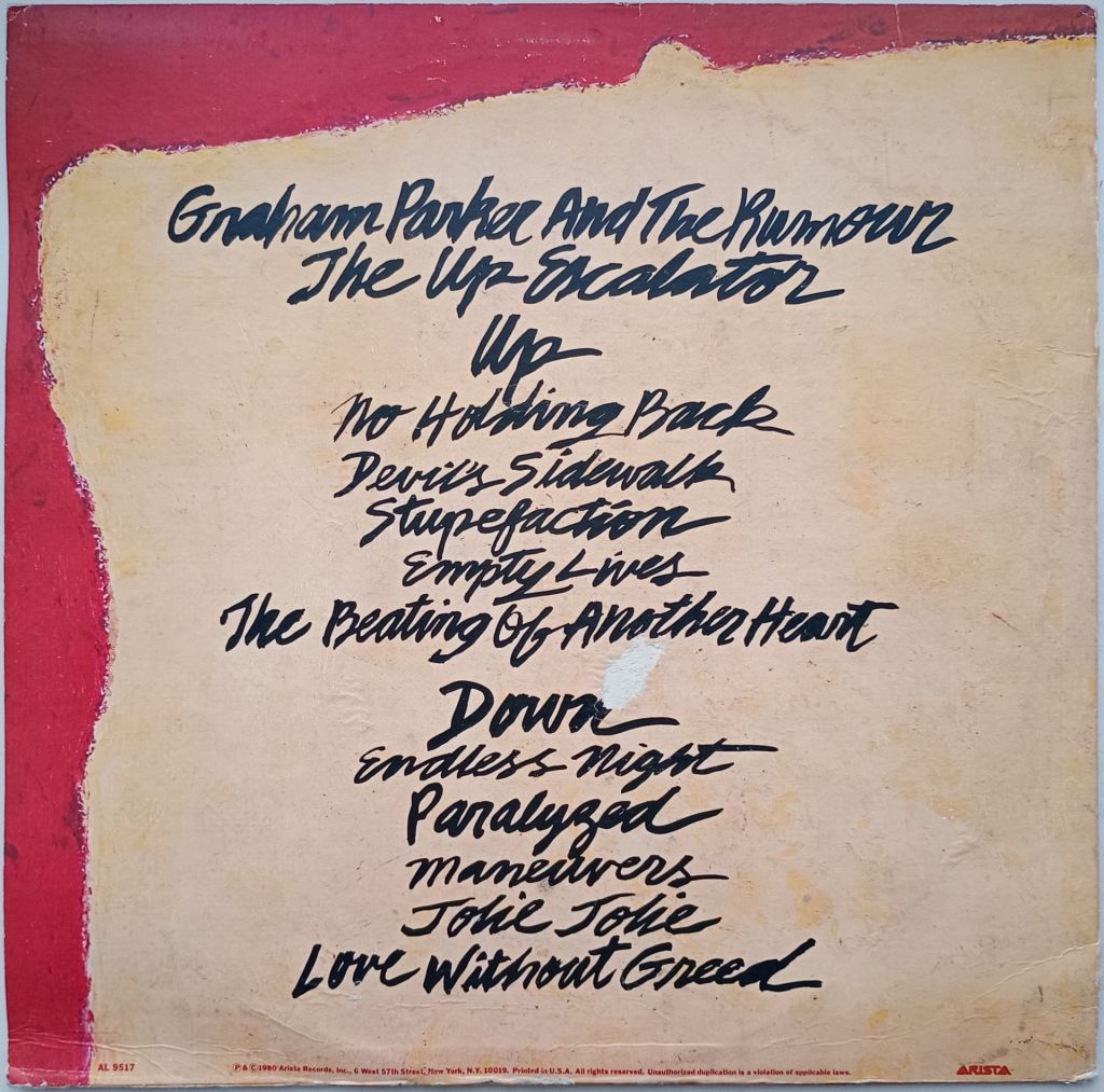 GRAHAM PARKER AND THE RUMOUR The Up Escalator LP VG++/VG- - фото фото фото 1