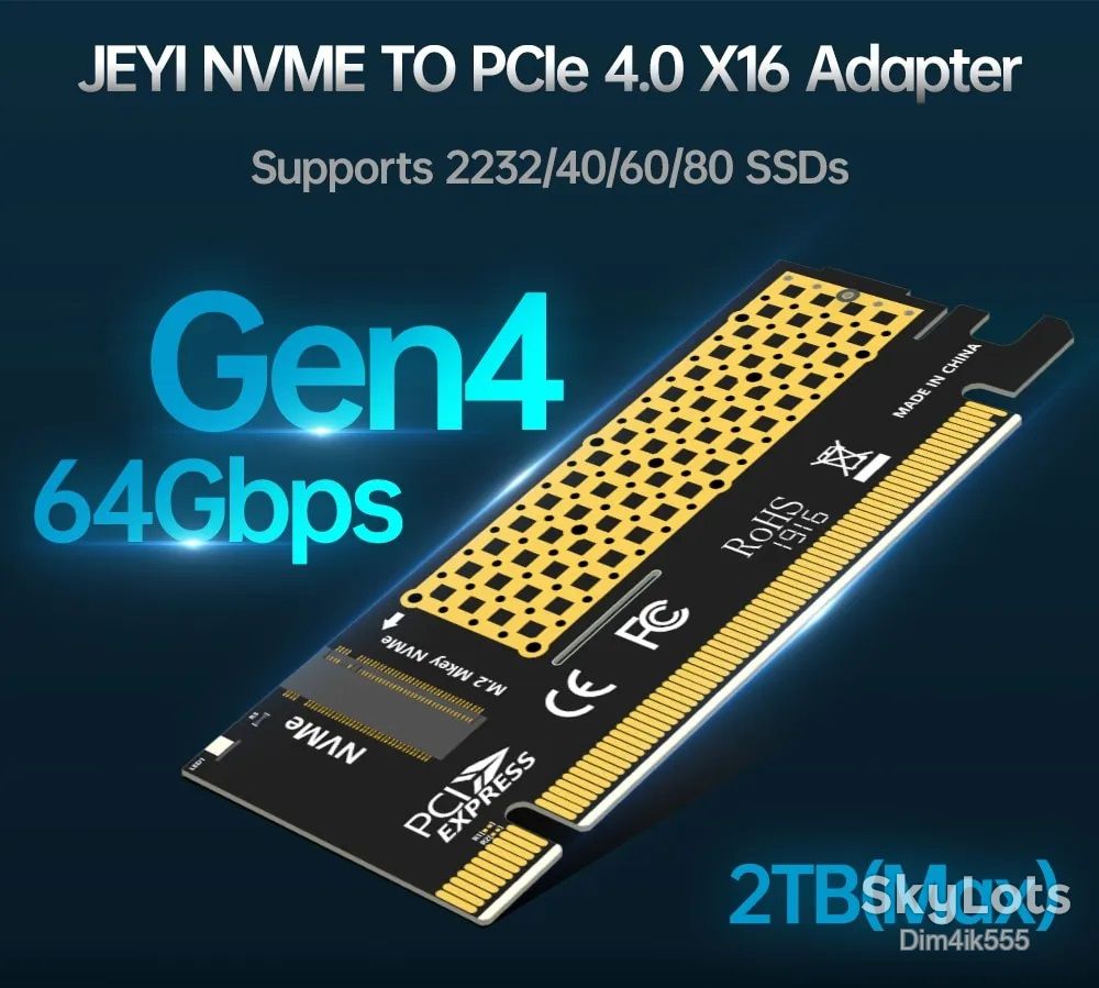 Адаптер JEYI M.2 NVMe M-key SSD to PCI-E 3.0 X16 - фото фото фото 5