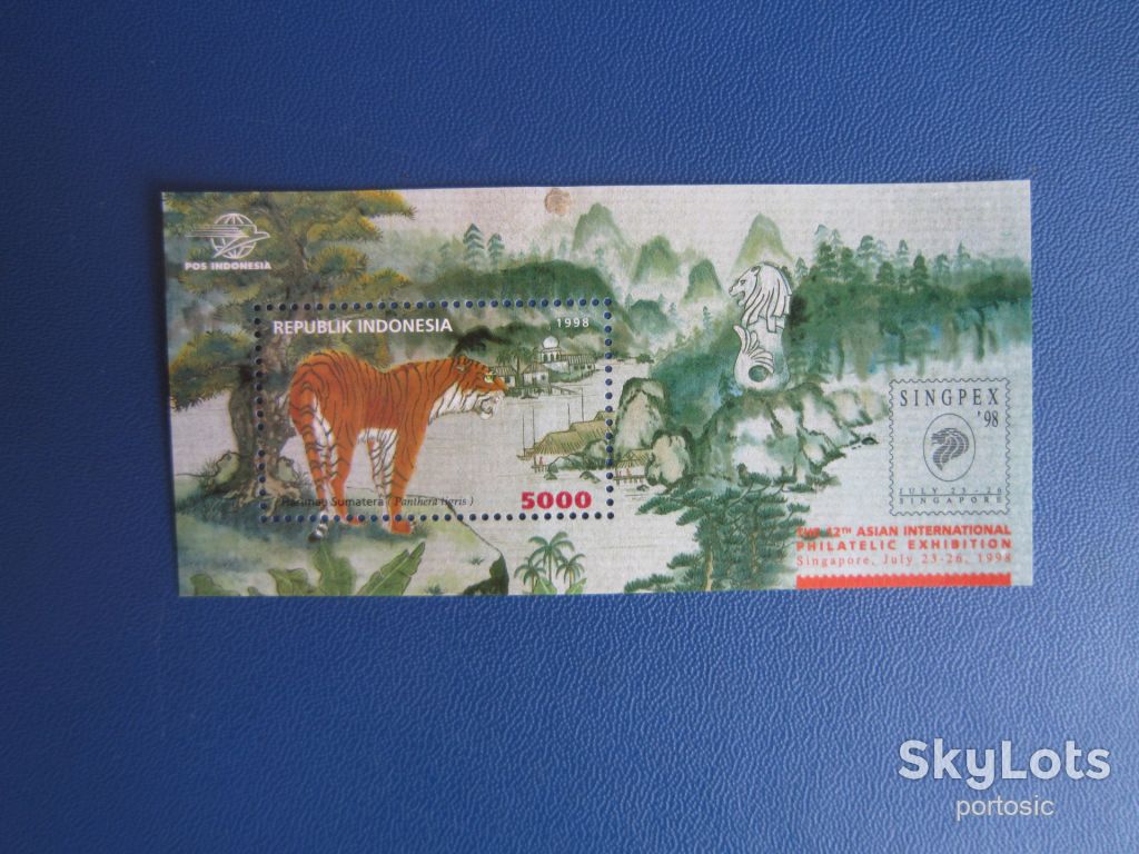 Блок марка Індонезія 1998 фауна тигр MNH КЦ 3 $ - фото фото фото 0
