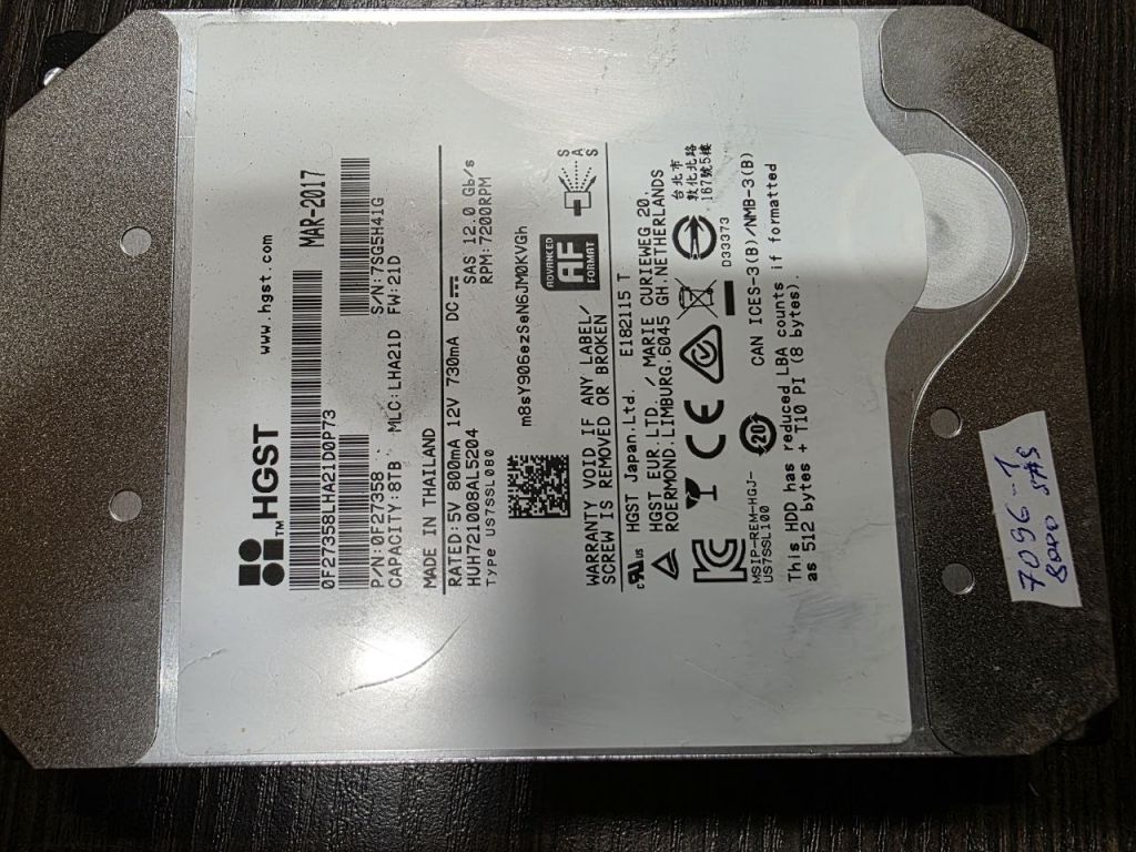 8000Gb 8Tb 3,5 SAS 12Gb HGST 0F27358 жорсткий диск   (7096-1) - фото фото фото 0