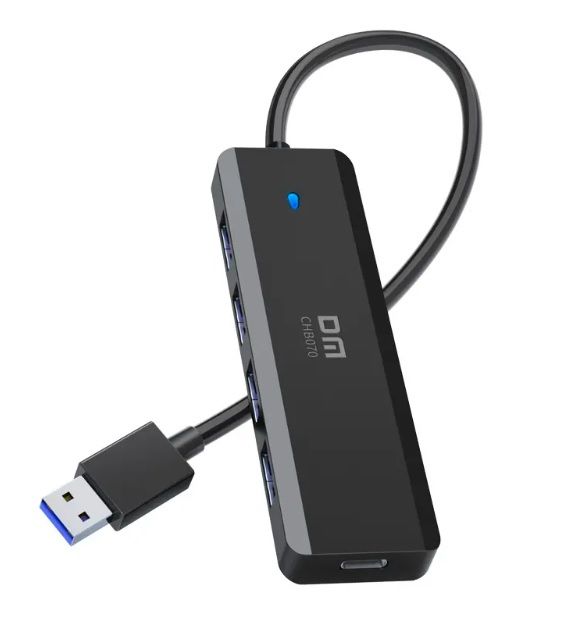 Хаб USB3.0 DM CHB070 4 USB пластиковый USB-A 20 см Черный - фото фото фото 0