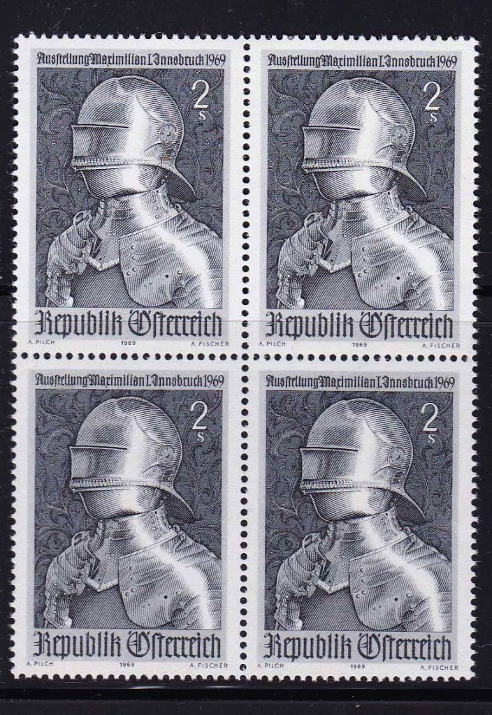 Искусство . Австрия 1969 г MNH - квартблок - фото фото фото 0
