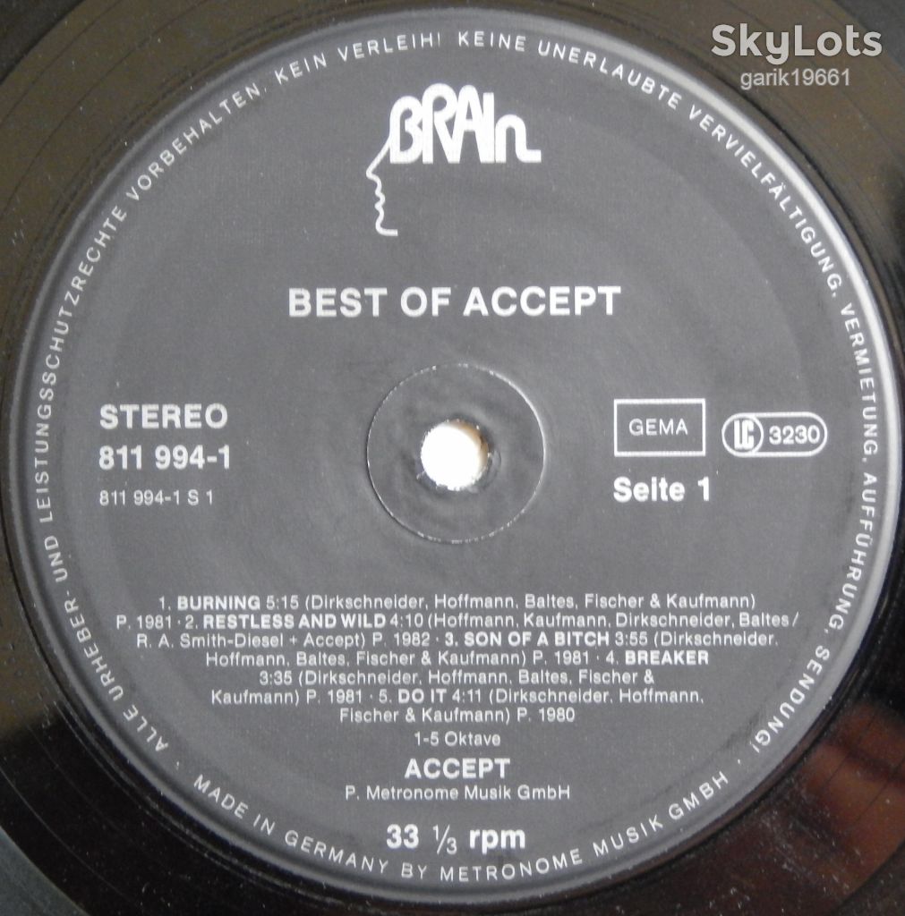 Accept – Best Of Accept  (Brain ‎– 811 994-1, Germany) EX+/EX+ - фото фото фото 2