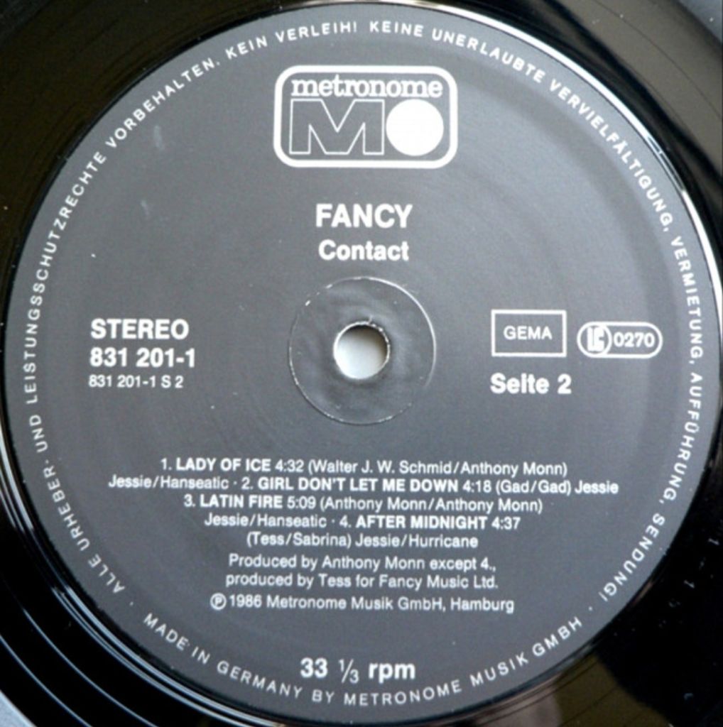 Fancy - Contact - 1986.  (LP). 12. Vinyl. Пластинка. Germany - фото фото фото 3
