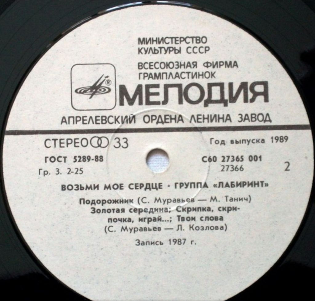 Алиса Мон / Лабиринт - Возьми Мое Сердце - 1988.   (LP). 12. Vinyl. Пластинка - фото фото фото 3