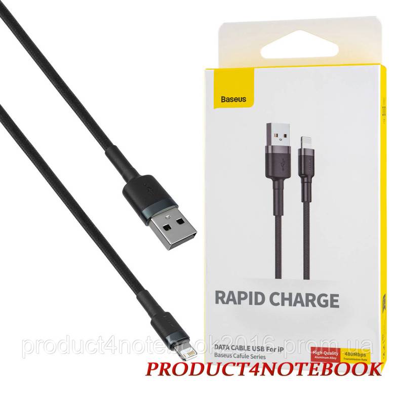 Кабель Baseus Cafule Cable USB to iP 2.4A 1m Gray+Black (CALKLF-BG1) - фото фото фото 0