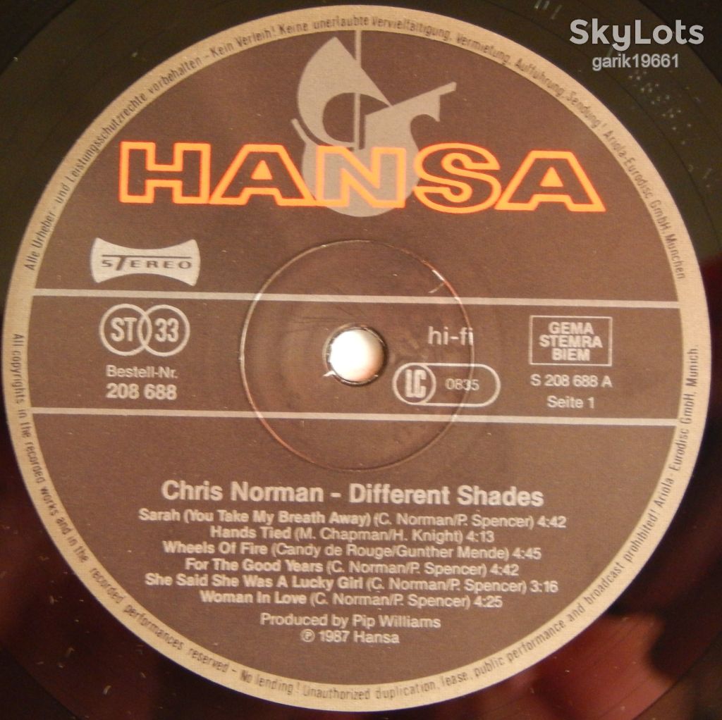 Chris Norman – Different Shades  (Hansa ‎– 208 688, Germany) EX+/NM - фото фото фото 2